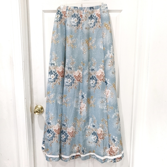 Chessa Davis 70s Vintage Boho Floral Skirt sz M - Picture 2 of 8